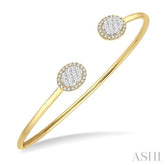 5/8 ctw Oval Shape Lovebright Open Cuff Diamond Bangle in 14K Yellow and White Gold